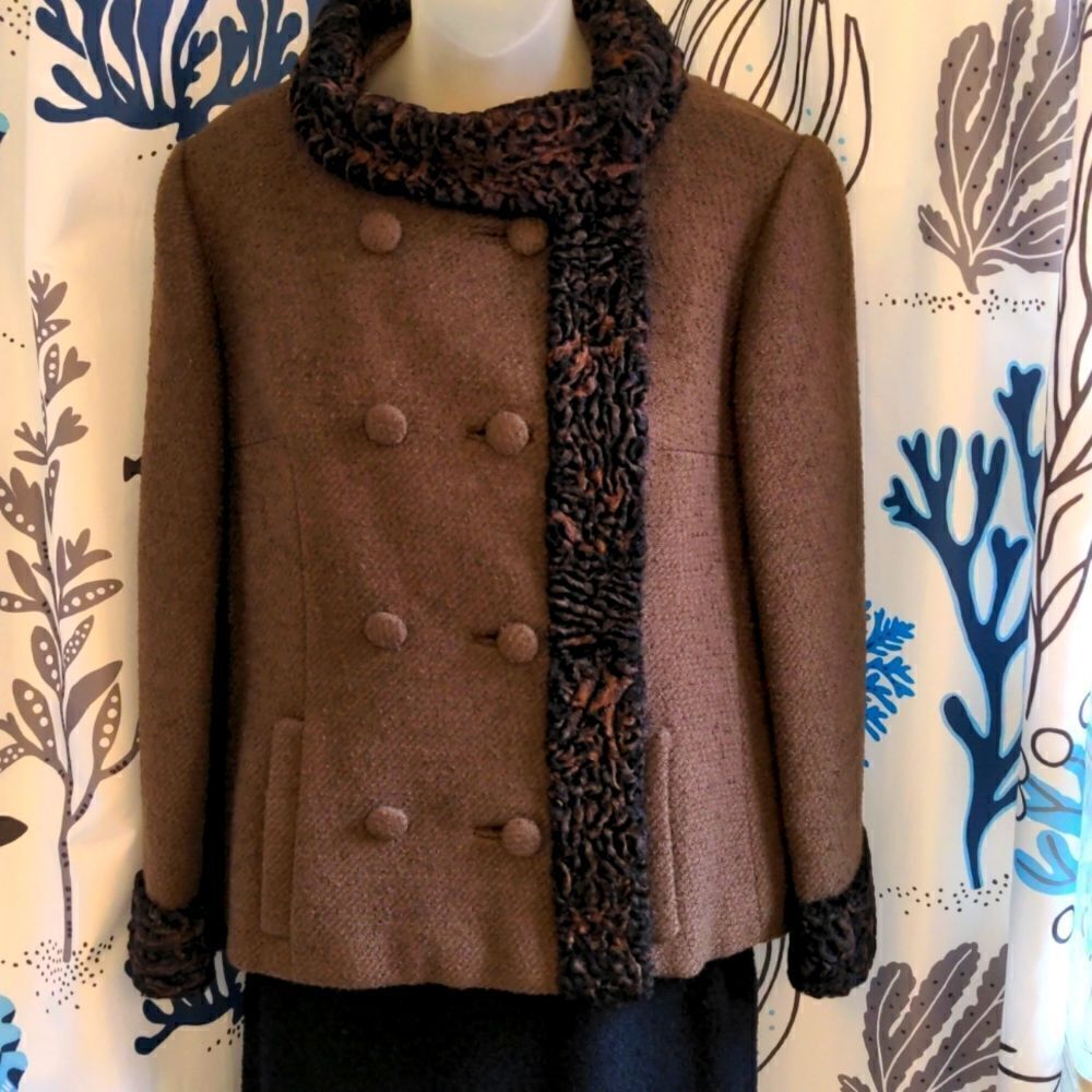 VTG 60s Insley's Johnstown Wonderlaine Brown Boucle Jacket w/Boiled Wool Trim - Picture 1 of 16